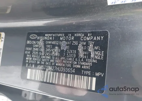 2017 Hyundai Tucson Sport from USA, damaged, VIN KM8J33A27HU393654